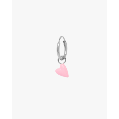 Anna + Nina Single Rose Heart Beat Ring Earring Silver
