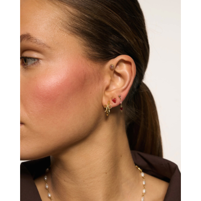 Anna + Nina Single Small Bow Hoop Earring Gold Plated