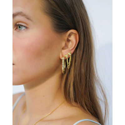 Anna + Nina Big Wild Arc Hoop Earrings Gold Plated
