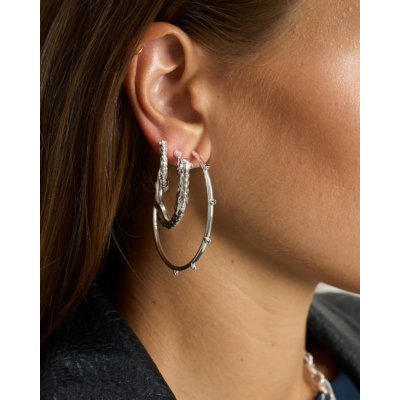 Anna + Nina Big Wild Arc Hoop Earrings Silver