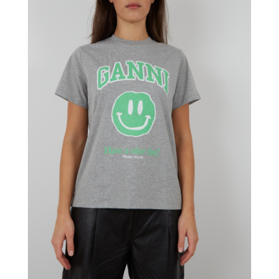 Ganni Jersey T-shirt grijs groen