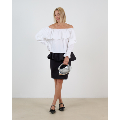 Francoise Sadie Off Shoulder Blouse Lange Mouw Wit
