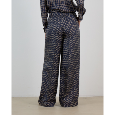 Max Mara Main Printed silk trousers Ultramarine