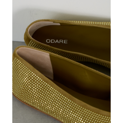Odare Lilly Suède Ballerina met strass details Green