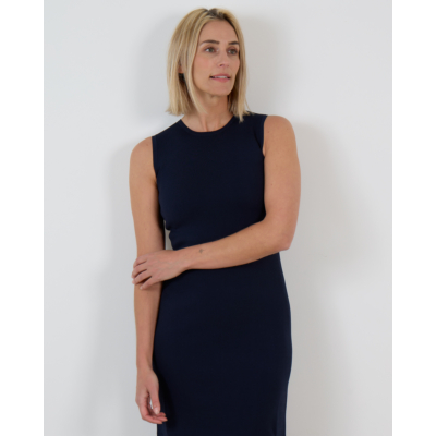 Max Mara Main Viscose Crêpe Sheath Maxi Jurk met split Ultramarine