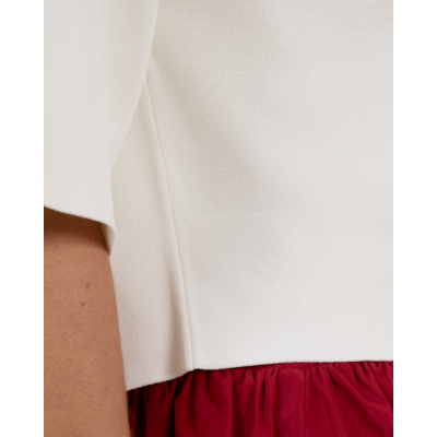 Natan Nouky Persy Korte Mouw Pullover met Ronde Hals Off-White