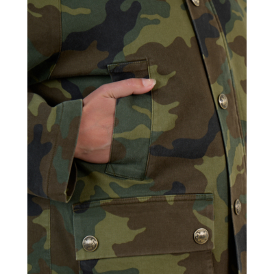 Nili Lotan Andrew Parka Camouflage Jack met Leren Kraag Groen