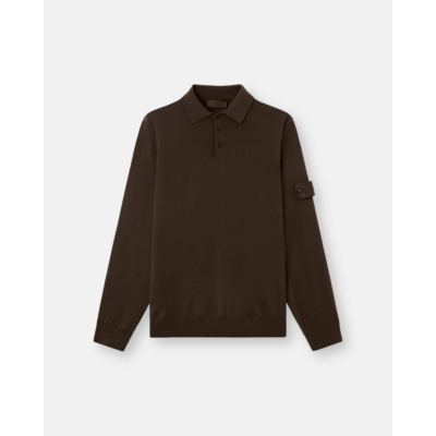 Stone Island Ghost Polo Lange Mouw Dark Brown
