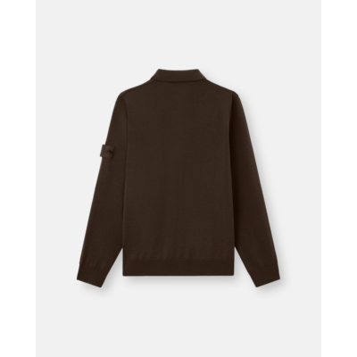 Stone Island Ghost Polo Lange Mouw Dark Brown