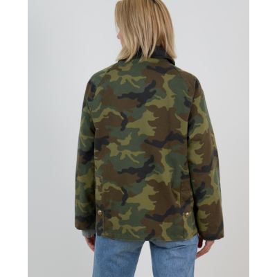 Nili Lotan Andrew Parka Camouflage Jack met Leren Kraag Groen