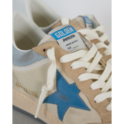 Golden Goose Ball Star Suede Sneaker met Blauwe Details Marble Silver