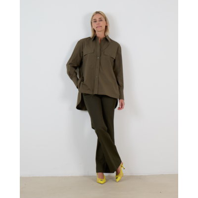 Joseph Katoenen Ranya Lange Mouwen Blouse Kaki