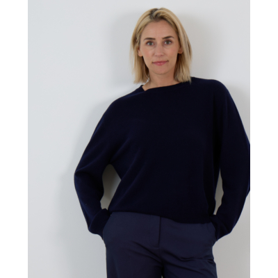 People's Republic of Cashmere Kasjmier Oversized Roundneck Pullover Trui Navy
