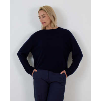 People's Republic of Cashmere Kasjmier Oversized Roundneck Pullover Trui Navy