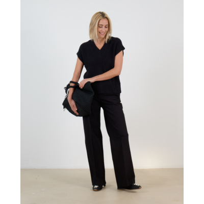 Joseph Nylas Cotton Knit V-hals Pullover Zwart