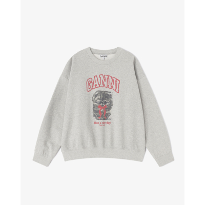 Ganni Kitten crewneck sweater grijs