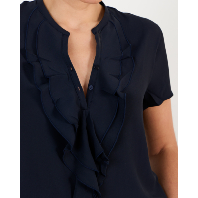 Luisa Cerano T-shirt ruffles navy
