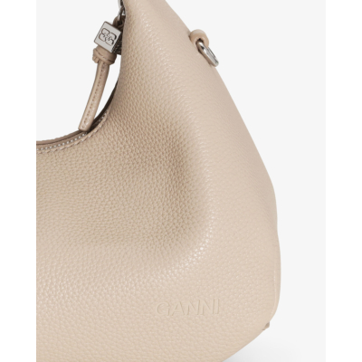 Ganni Light Grey Mini Hobo Bag White Pepper