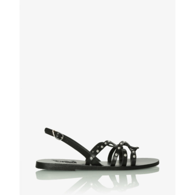 Ancient Greek Sandals Schinousa Rivets Black