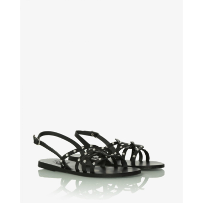 Ancient Greek Sandals Schinousa Rivets Black