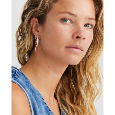 Anna + Nina French Braid Hoop Earrings Silver Plated