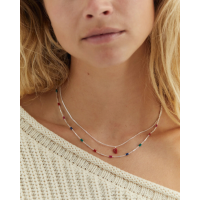 Anna + Nina Heart Beat Necklace Silver