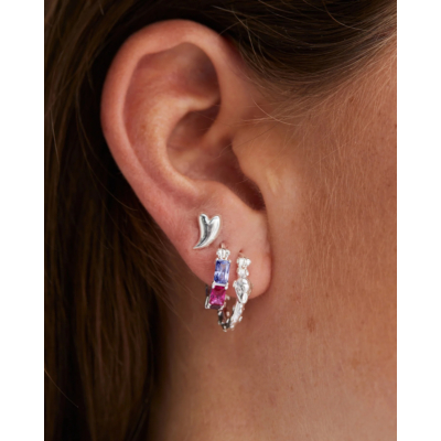 Anna + Nina Single Groovy Heart Stud Earring Silver