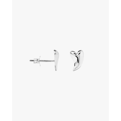 Anna + Nina Single Groovy Heart Stud Earring Silver