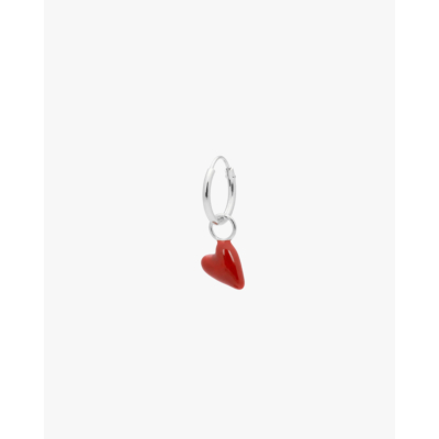 Anna + Nina Single Heart Beat Ring Earring Silver