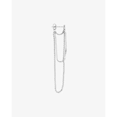 Anna + Nina Single Triple Chain Stud Earring Silver