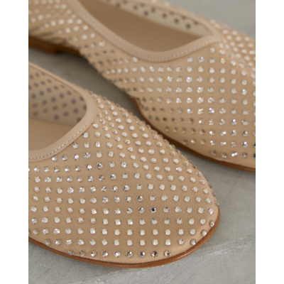 Dear Frances Balla Mesh Pump Crystal Beige
