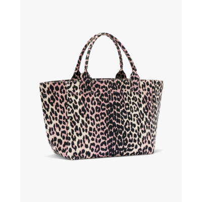 Ganni Medium Tote Leopard Bleached Mauve