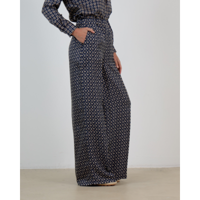 Max Mara Main Printed silk trousers Ultramarine