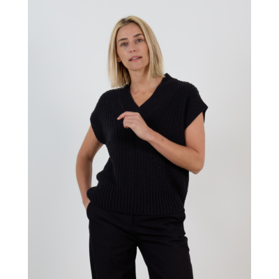 Joseph Nylas Cotton Knit V-hals Pullover Zwart