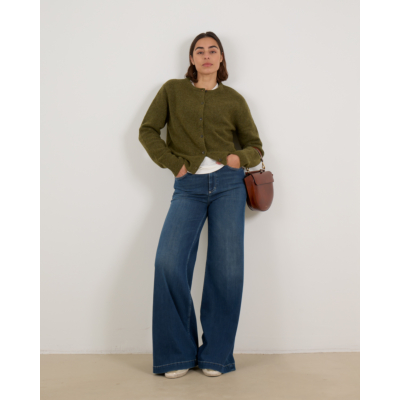 Closed Stretchy Mouwloze Crewneck Top Wit