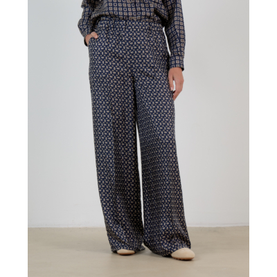 Max Mara Main Printed silk trousers Ultramarine