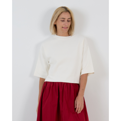 Natan Nouky Persy Korte Mouw Pullover met Ronde Hals Off-White