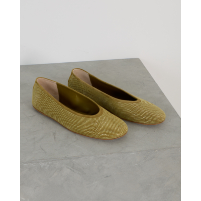 Odare Lilly Suède Ballerina met strass details Green