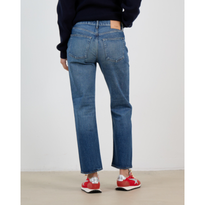 Moussy Nathan Distressed Straight Leg Jeans Blauw