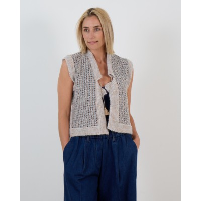 Forte Forte Tweed Gilet Blauw