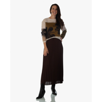Luisa Cerano Plissé rok donker bruin