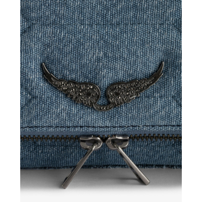 Zadig & Voltaire Rock Clutch Denim Glitter Storm
