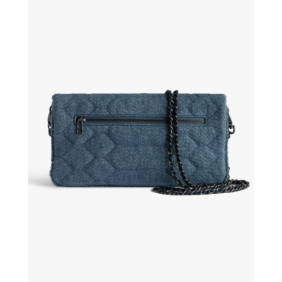 Zadig & Voltaire Rock Clutch Denim Glitter Storm