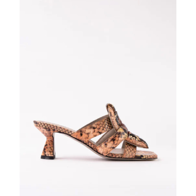 Morobé Mules Mid Heel Romy Tan Python