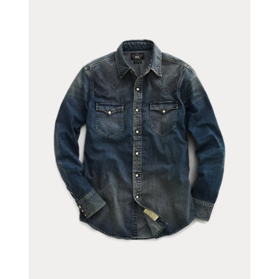 RRL Slim fit denim western overhemd