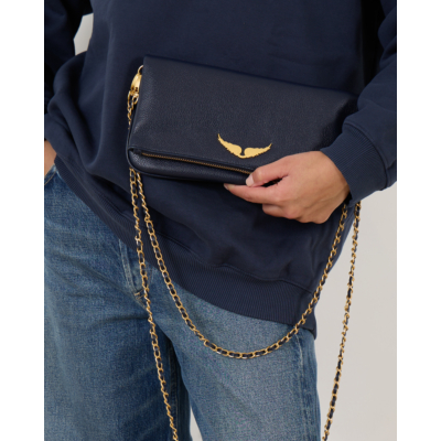 Zadig & Voltaire Rock Clutch Navy Ink Gold